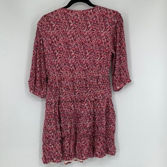 Ba&sh Size 1 US Small Fuchsia Robe Nina Mini Dress Floral 3/4 Sleeve OS17-9 - Picture 4 of 11